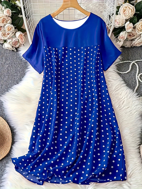 Damen Polka-Dot A-Linie Freizeitkleid R&B