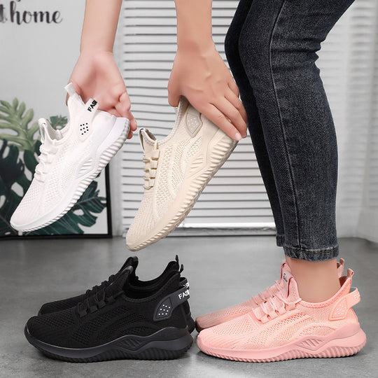 Damen Atmungsaktive Fitness-Sneakers im modernen Strickdesign R&B