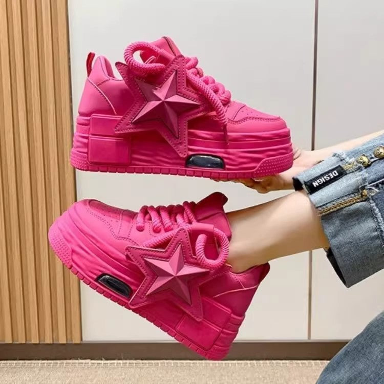 Damen Sportliche Plateau Sneakers mit modischem Sternen-Design R&B