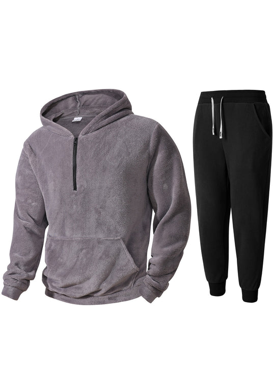 Herren kuscheliges Fleece-Hoodie und Jogginghose Set R&B
