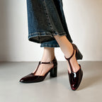 Damen Elegante T-Strap Pumps mit Blockabsatz R&B