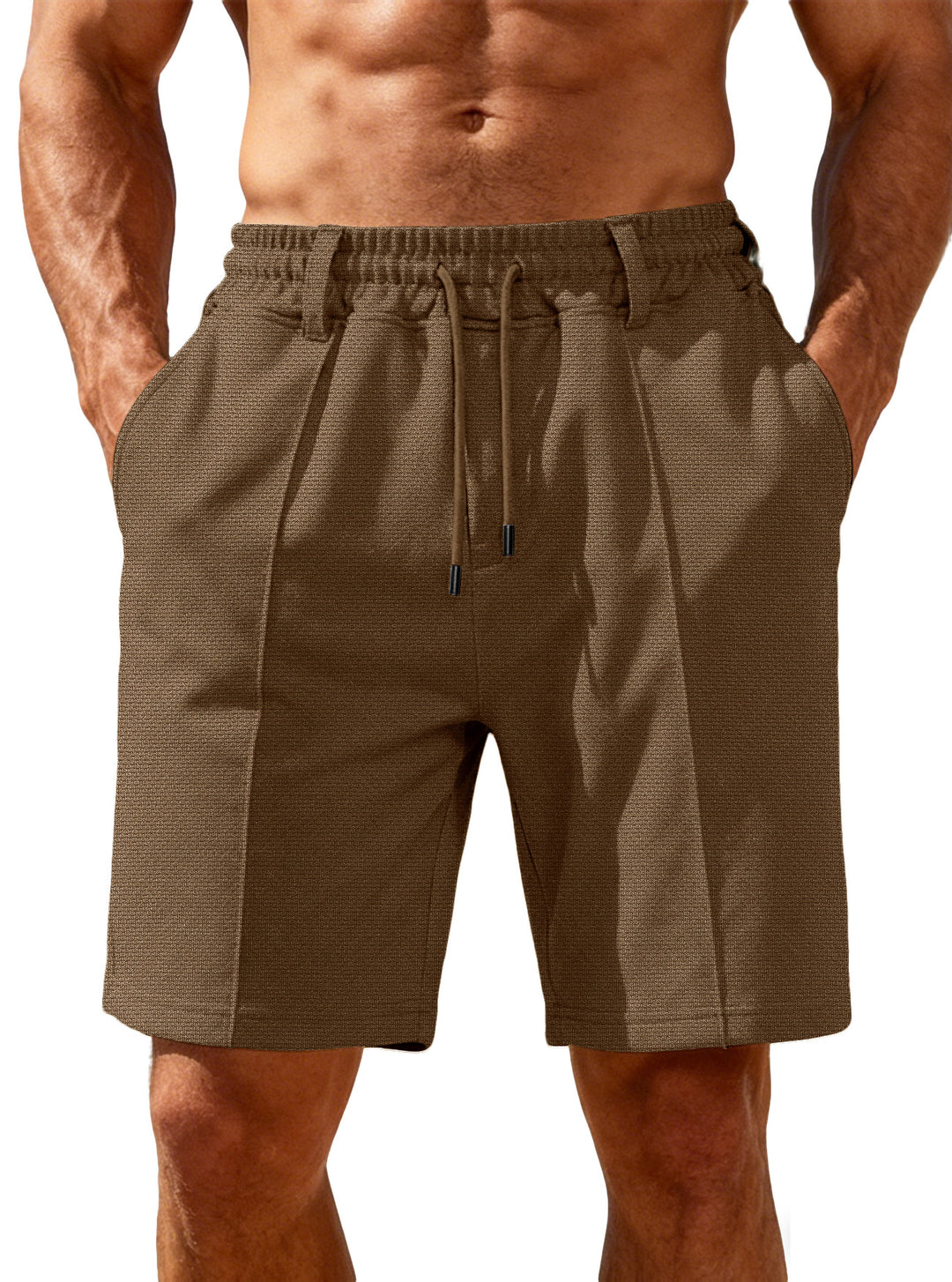 Herren nan Chino-inspirierte Relax-Shorts mit Bundfalten elastischem Tunnelzug und Eingrifftaschen R&B