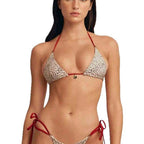Damen Triangel-Bikini mit aufregendem Leoparden-Design und verstellbaren Bindändern