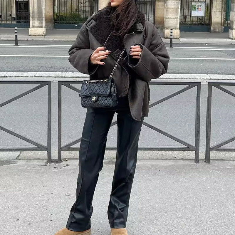 Damen modische Übergangsjacke mit weich gefüttertem Kragen und praktischen Taschen R&B