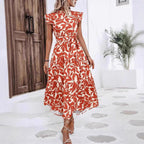 Damen Maxikleid mit Rüschendetails und floralem Print R&B