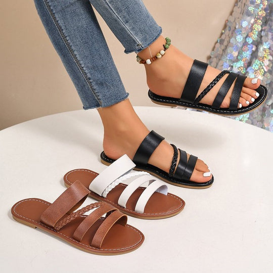 Damen Komfortable Riemchen-Sandalen mit geflochtenem Design R&B