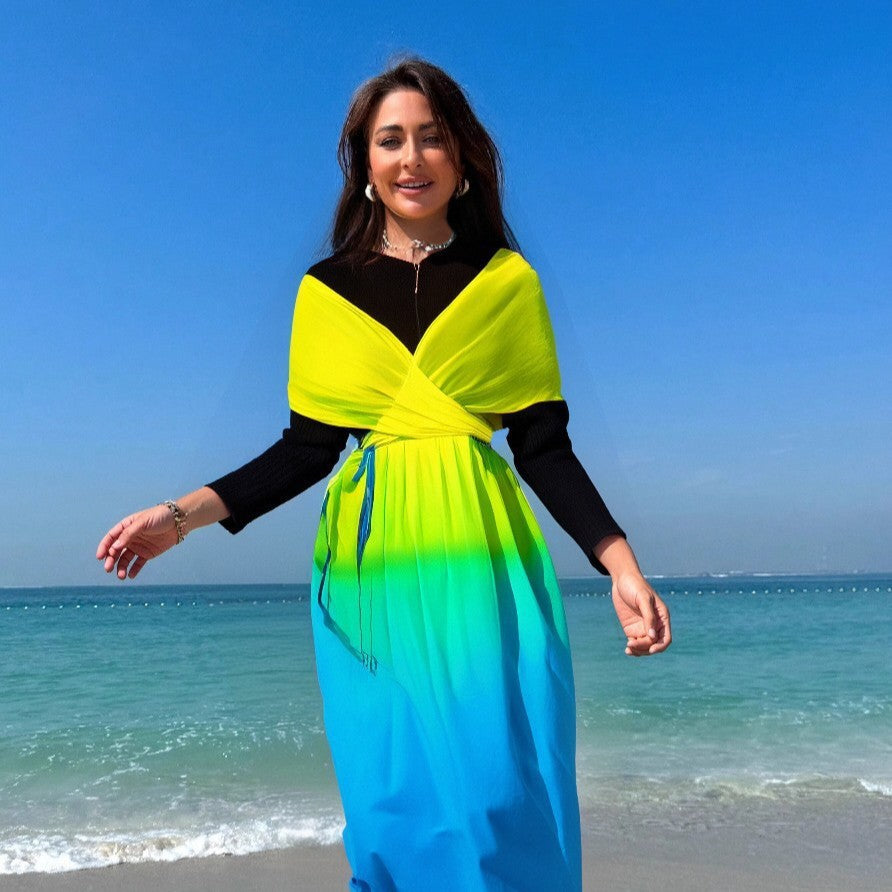 Damen Strandkleid mit Wickel- und Farbverlauf R&B