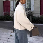 Damen Modische Oversized-Wolljacke mit Knopfdetails und weitem Schnitt R&B