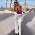 Damen Elegante Spitzenhose mit weitem Bein und floralen Details R&B