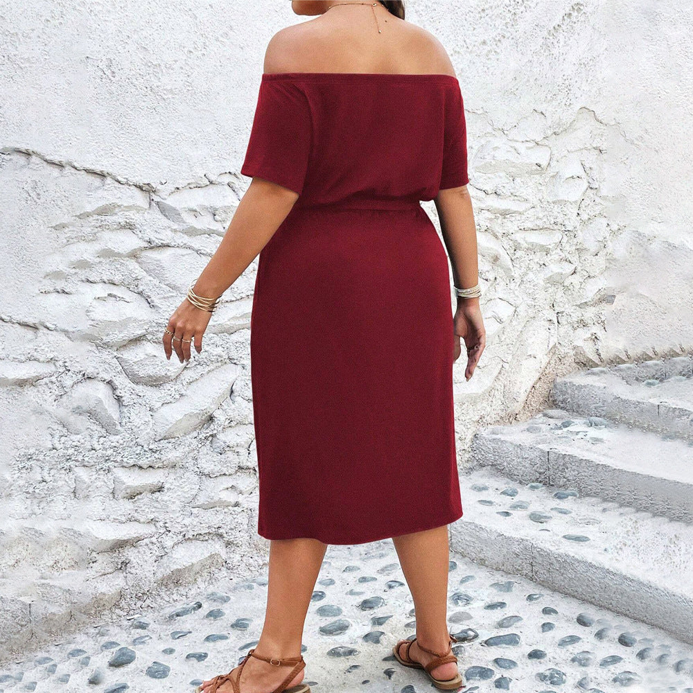 Damen Off-Shoulder Maxikleid mit eleganter Drapierung und seitlichem Schlitz R&B