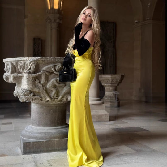 Damen Elegantes langes Kleid mit raffiniertem Bustier-Design und fließendem Rock R&B