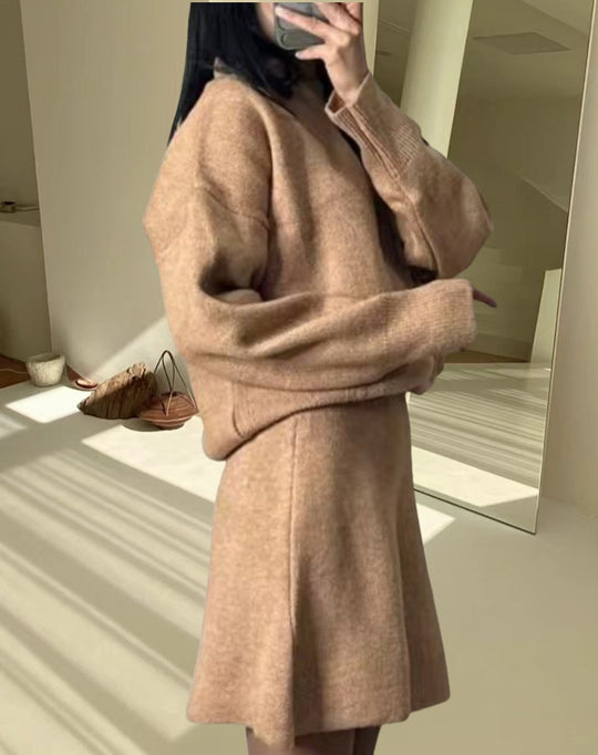 Damen Strickkleid mit voluminösen Ärmeln und lässigem Schnitt R&B