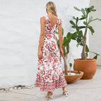Damen Langes Maxikleid mit floralem Design und voluminösem Saum R&B