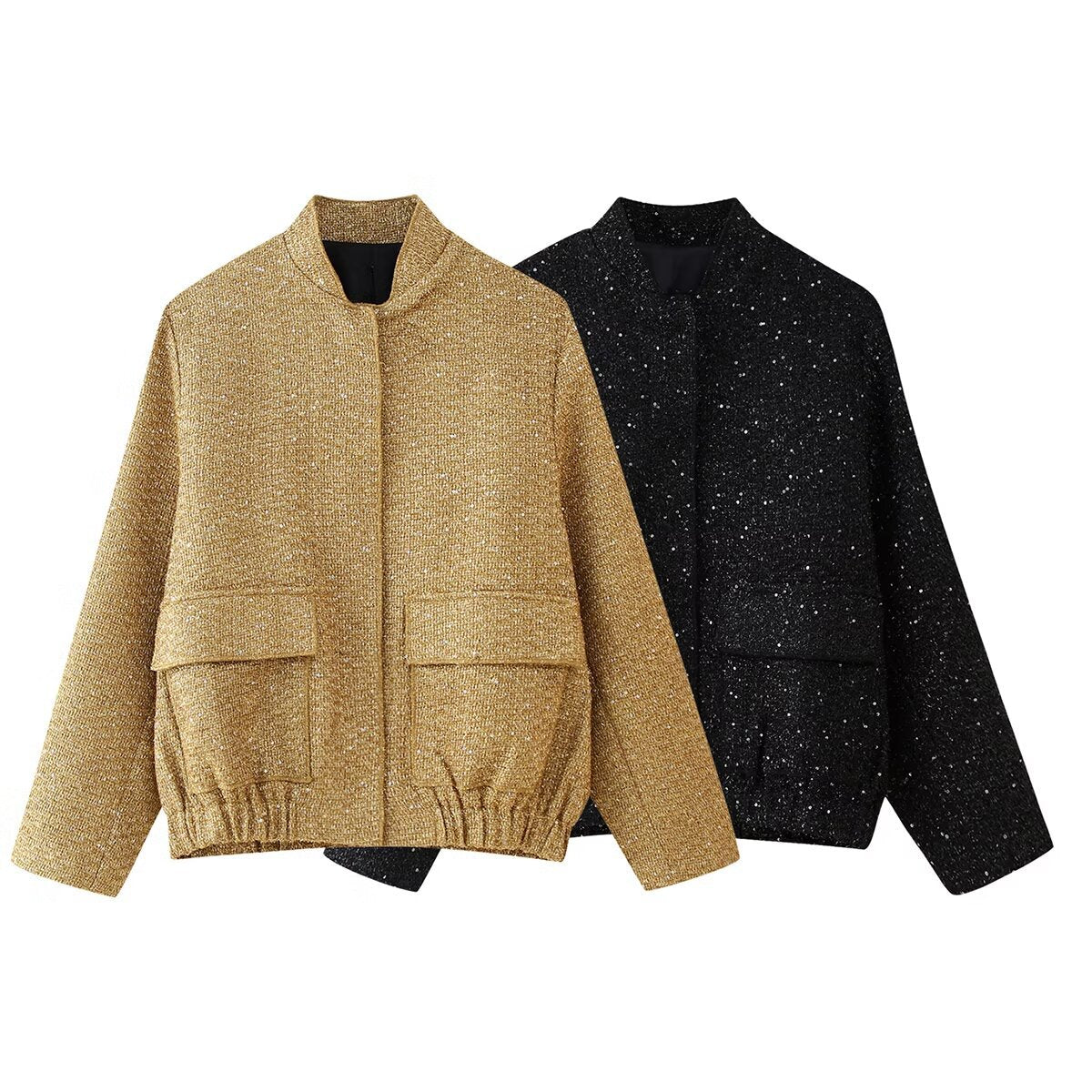 Damen lässige Steppjacke mit strukturiertem Stoff und praktischen Taschen R&B