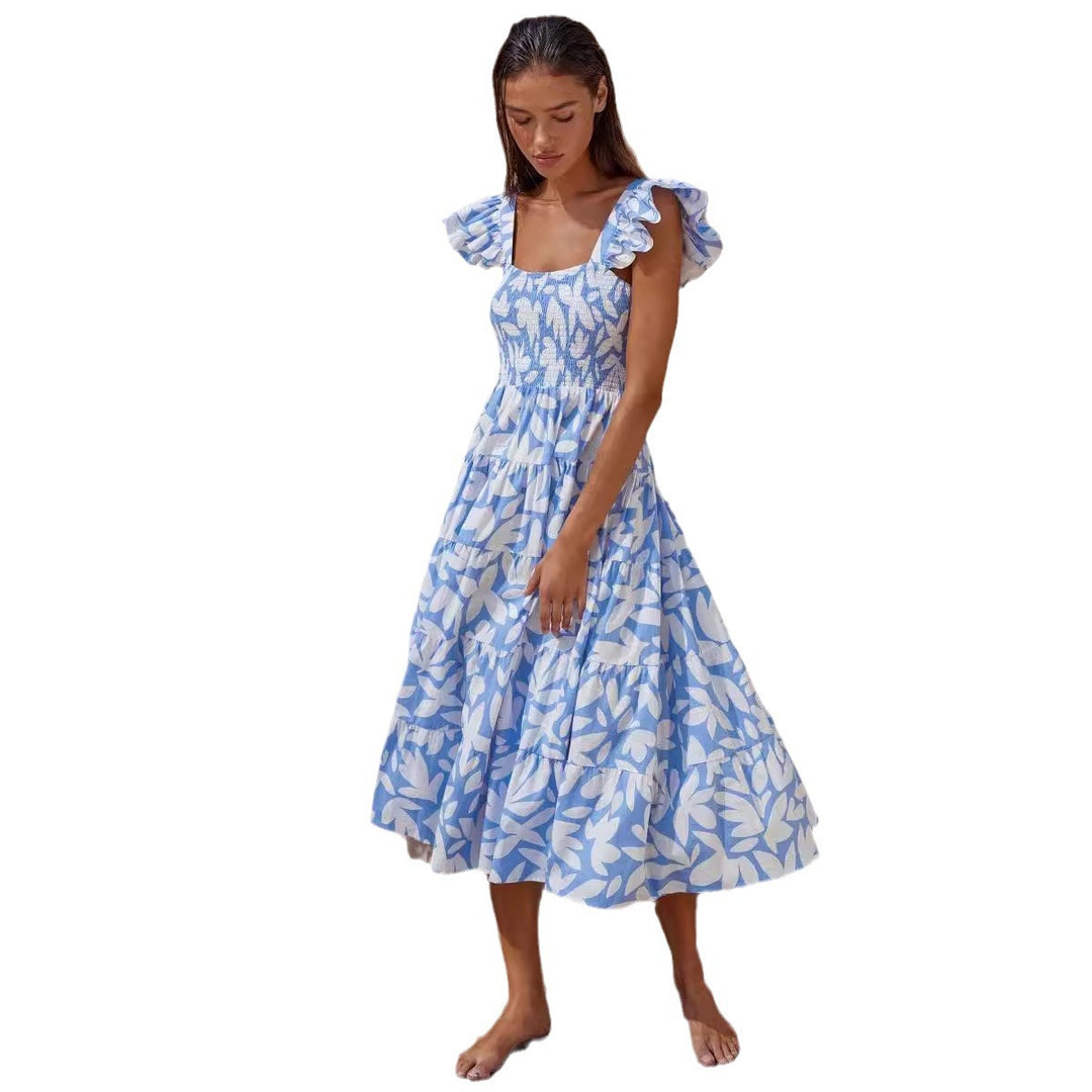 Damen Midikleid mit Rüschenärmel und voluminösem Rockteil R&B