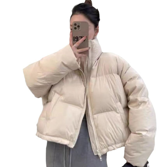 Damen Kurze wattierte Funktionsjacke mit hohem Kragen und seitlichen Taschen R&B