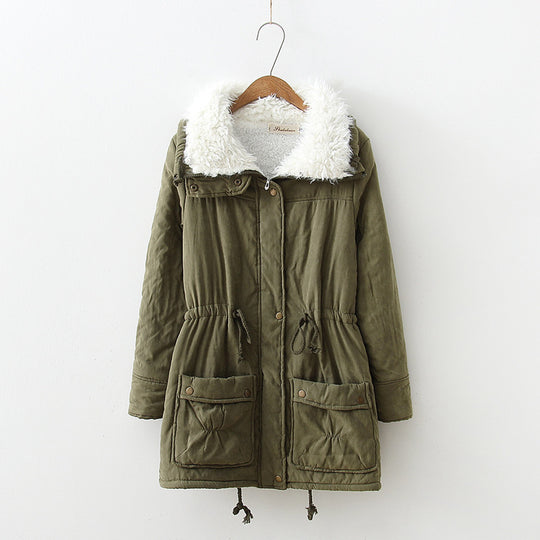Damen gerade geschnittene Winterjacke mit kunstfellbesetztem Kragen und praktischen Taschen R&B