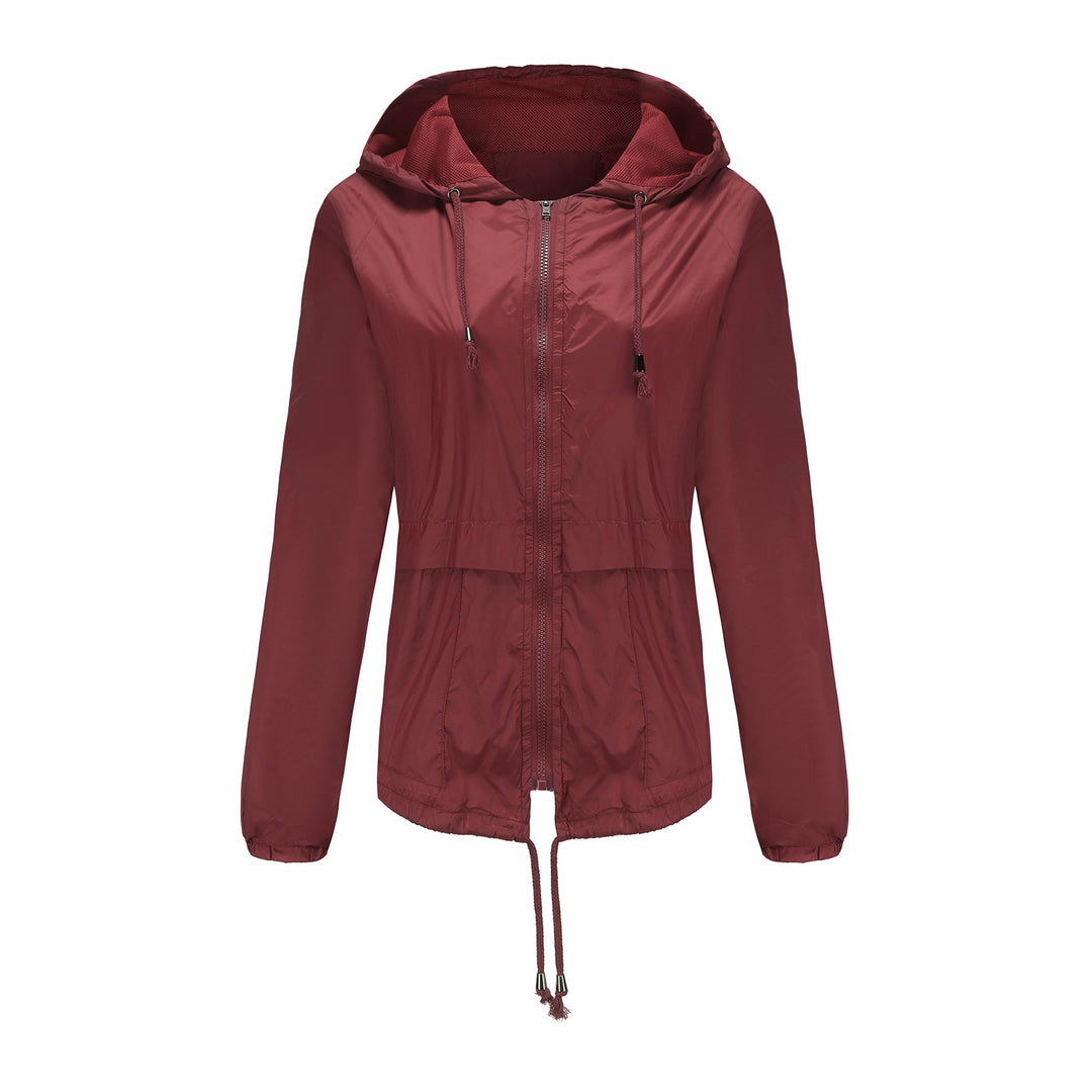 Damen sportliche Windbreaker-Jacke mit verstellbarer Kapuze und elastischen Bündchen R&B