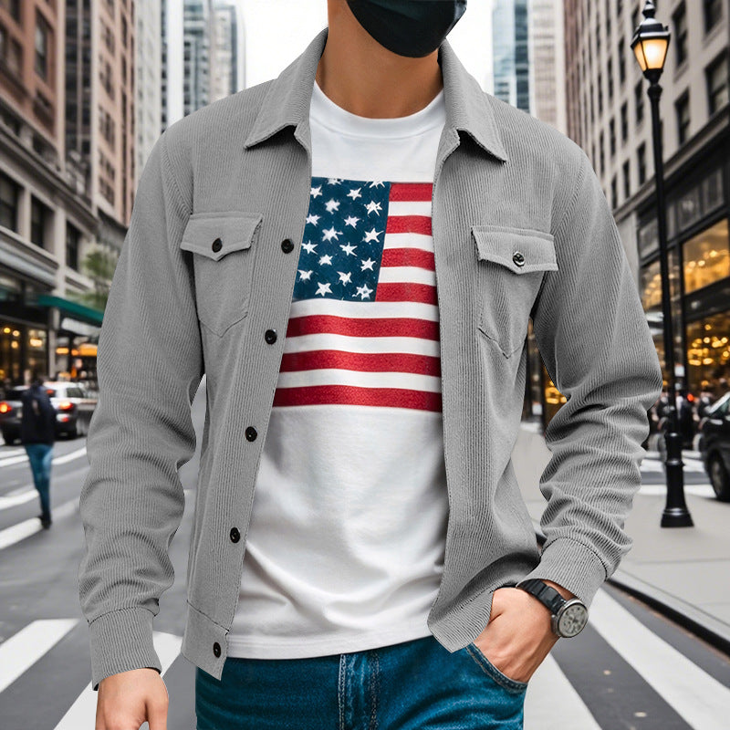 Herren lässige Oberhemdjacke mit funktionalen Taschen und strukturiertem Design R&B