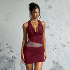 Damen elegantes Körper-hugging Kleid mit tiefem Ausschnitt R&B