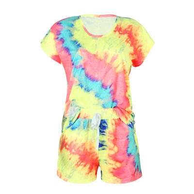 Damen lässiger Einteiler mit asymmetrischem Schnitt und buntem Batikdesign R&B
