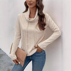 Damen Cowl-Neck Pullover mit strukturiertem Musterdetail und langem Arm R&B