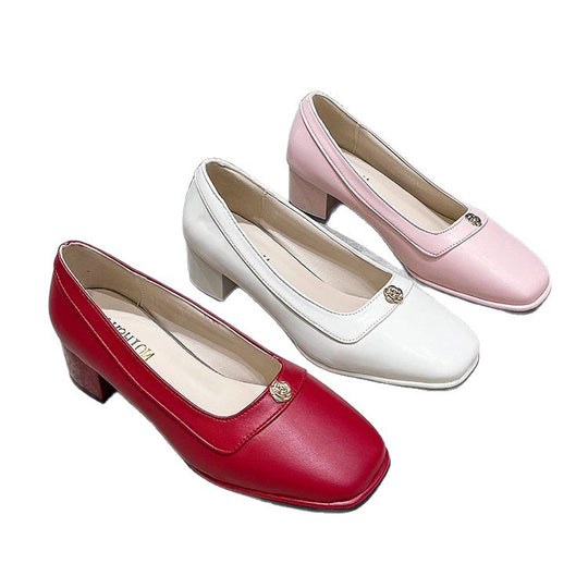Damen Komfortable Blockabsatz-Pumps mit zarter Schnalle R&B