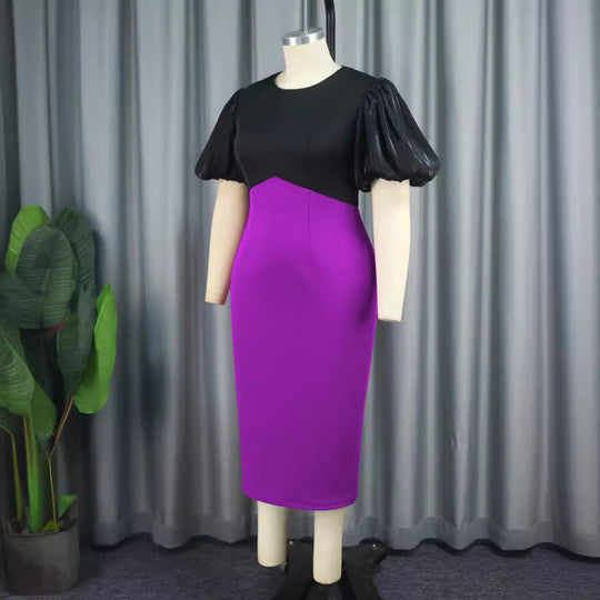 Damen Figurbetontes Kleid mit voluminösen Puffärmeln R&B