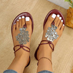 Damen Glitzernde Zehentrenner-Sandalen mit dekorativem Strass-Ausschnitt R&B