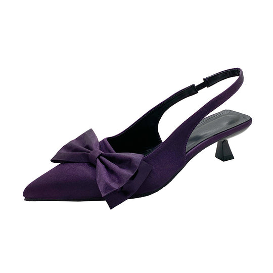 Damen Slingback-Pumps mit dekorativer Schleife und hochwertiger Velours-Oberfläche R&B