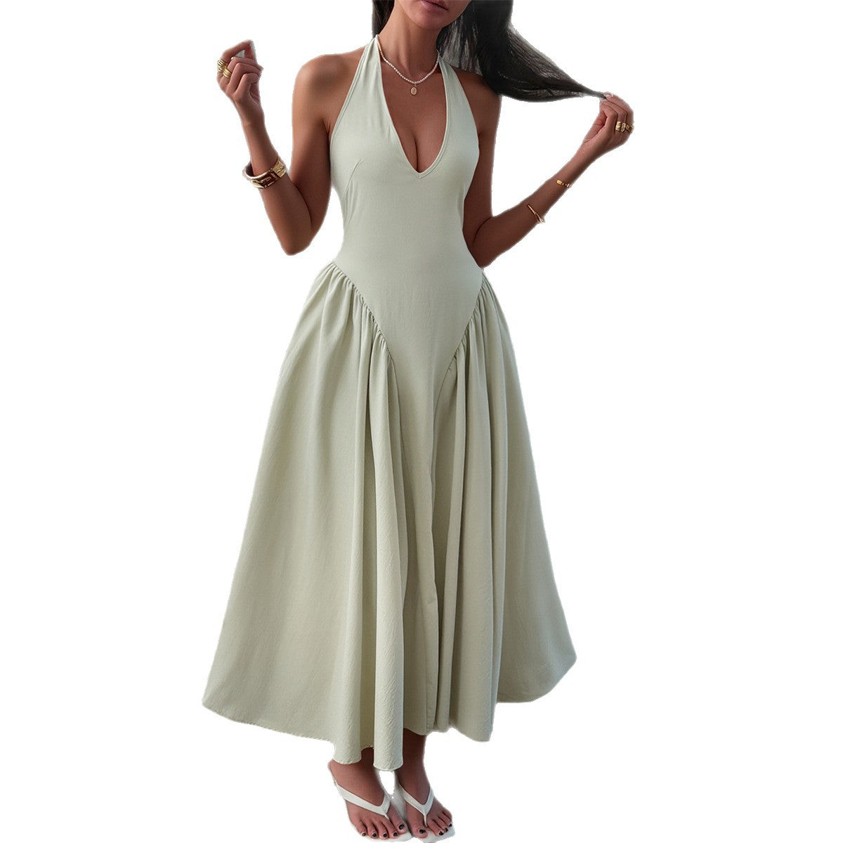 Damen Midikleid mit lässigem Rückenausschnitt und Schleifenverschluss R&B