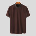 Herren nan Kurzarm Feinstrickshirt mit Stehkragen R&B