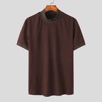 Herren nan Kurzarm Feinstrickshirt mit Stehkragen R&B