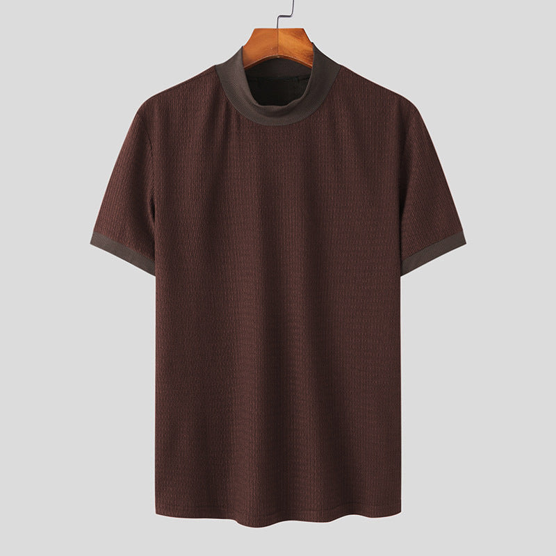 Herren nan Kurzarm Feinstrickshirt mit Stehkragen R&B