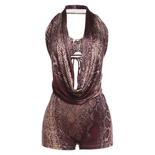 Damen Eleganter Badeanzug mit tiefem V-Ausschnitt und Wickeldetails R&B
