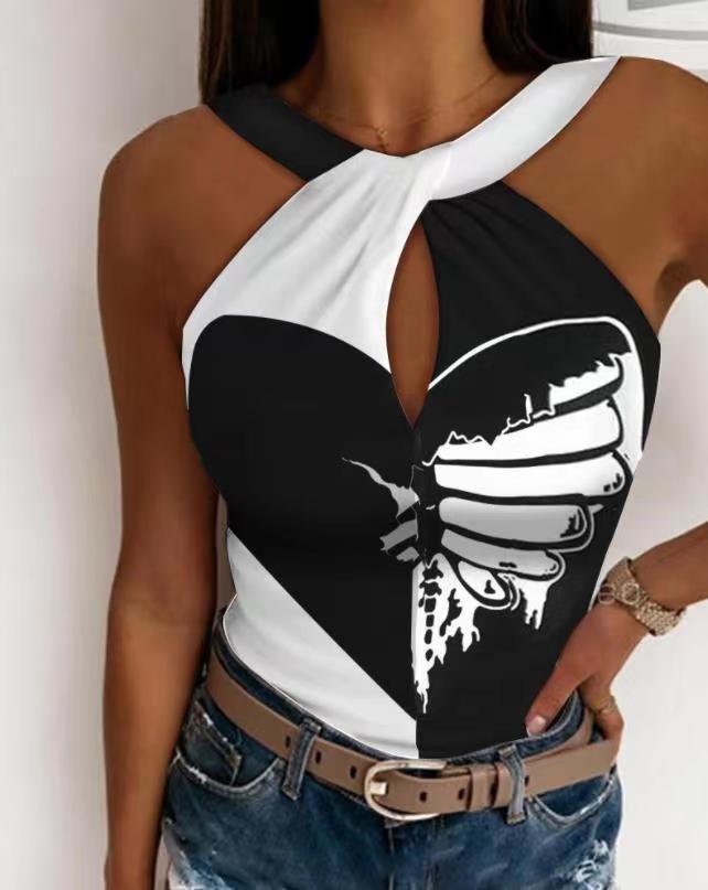 Damen figurbetontes Body mit kreativem Cut-Out und grafischen Details R&B