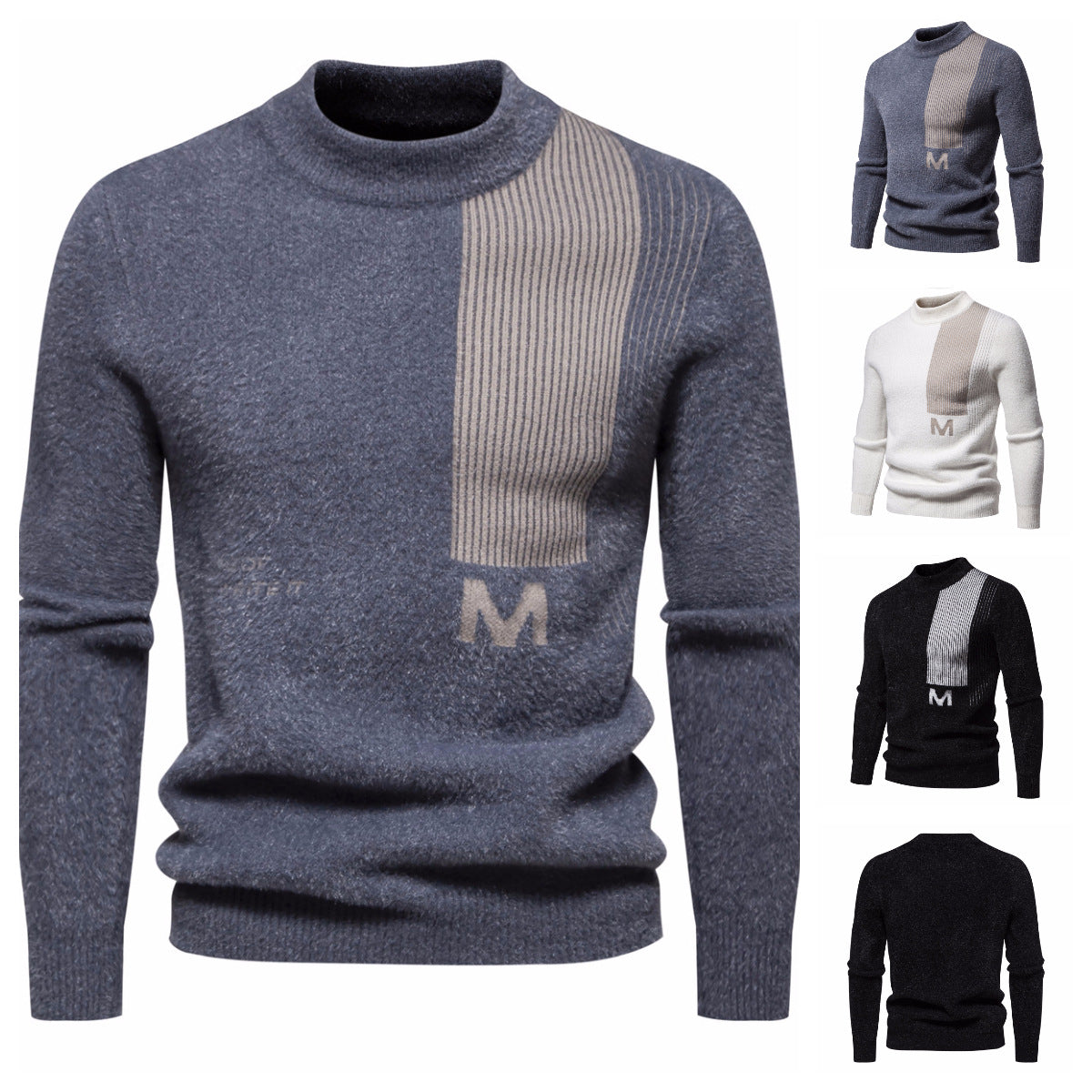 Herren Hochwertiger Strickpullover mit modernem Stehkragen und strukturiertem Design