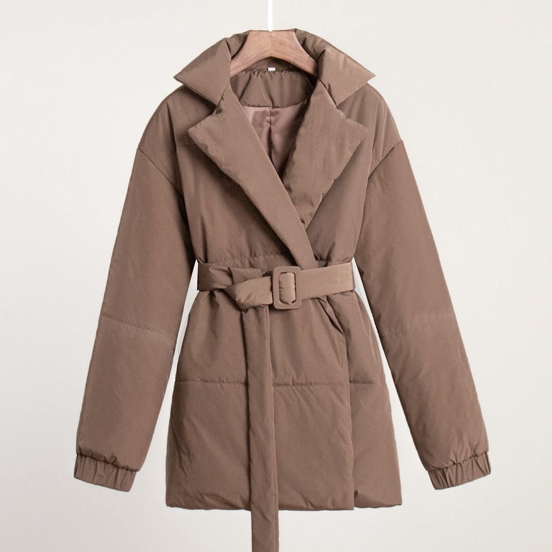 Damen Elegante und warme Wattierte Jacke mit Taillengürtel R&B