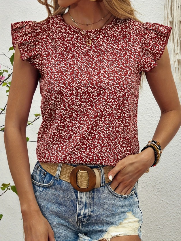 Damen Trendiges Blusenshirt mit Rüschendetails und floralem Muster R&B