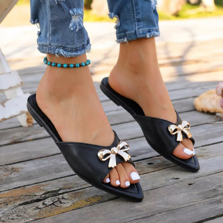 Damen modische Slipper mit eleganter Schleifenapplikation R&B