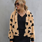 Damen Kuschelige Fleecejacke mit Herzmuster R&B