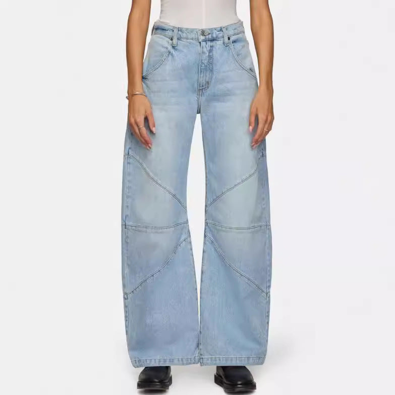 Damen breite Jeans mit einzigartigem Nahtdesign im angesagten Stil R&B