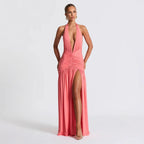 Damen Wickelkleid mit tiefem V-Ausschnitt und Raffung R&B