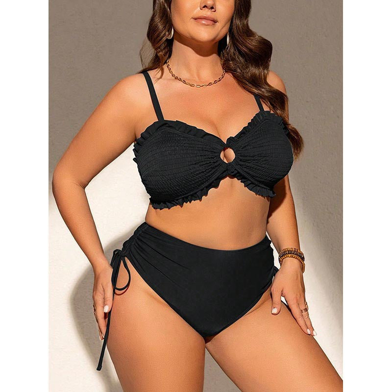 Damen Bandeau-Bikini mit Rüschendetails und verstellbaren Trägern R&B