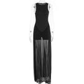 Damen Elegantes Maxi-Kleid mit transparentem Chiffon-Überwurf und figurbetontem Inneren R&B