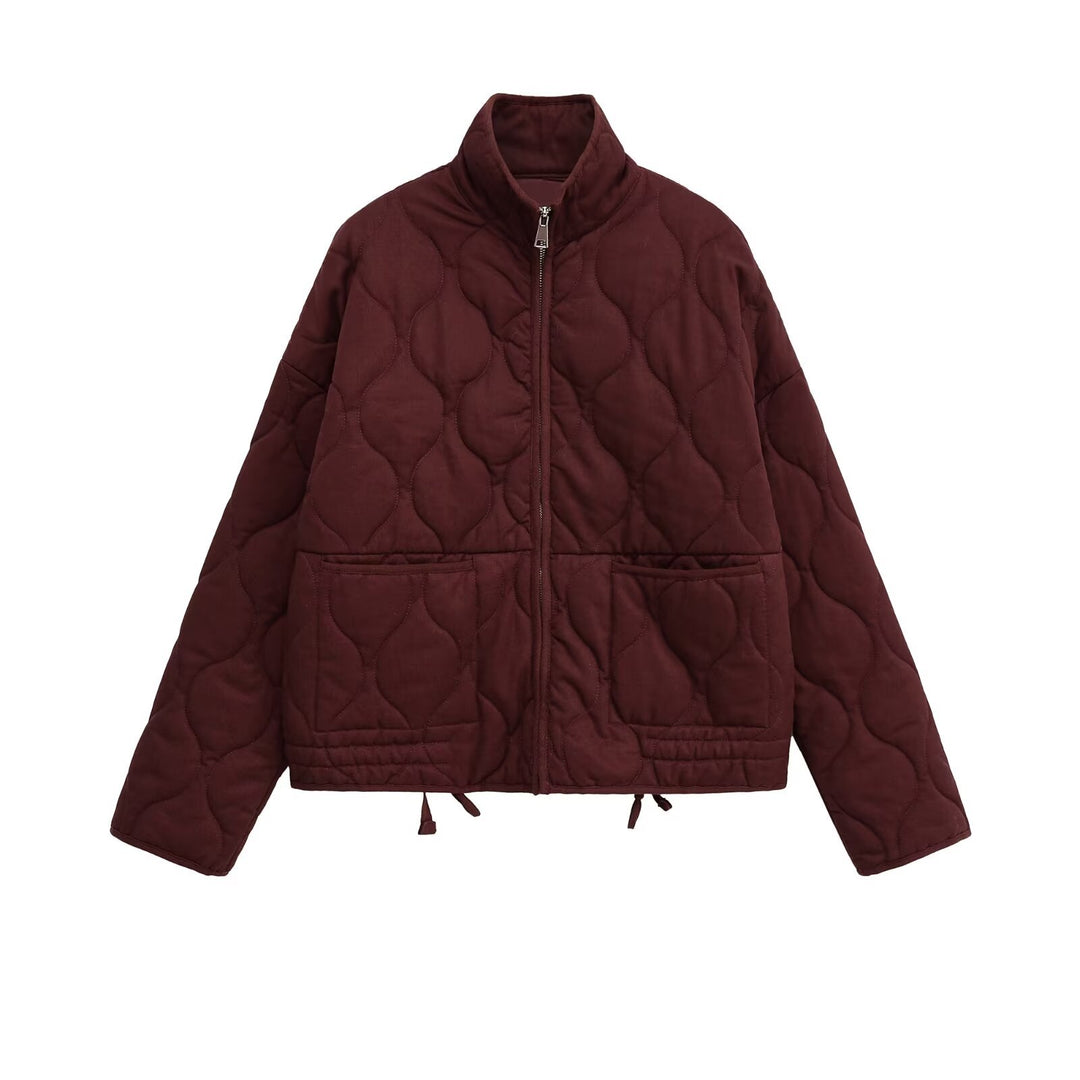 Damen gesteppte Übergangsjacke mit hohem Kragen und praktischen Taschen R&B