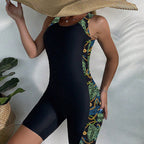 Damen Sportlicher Einteiler Badeanzug mit floralem Design R&B