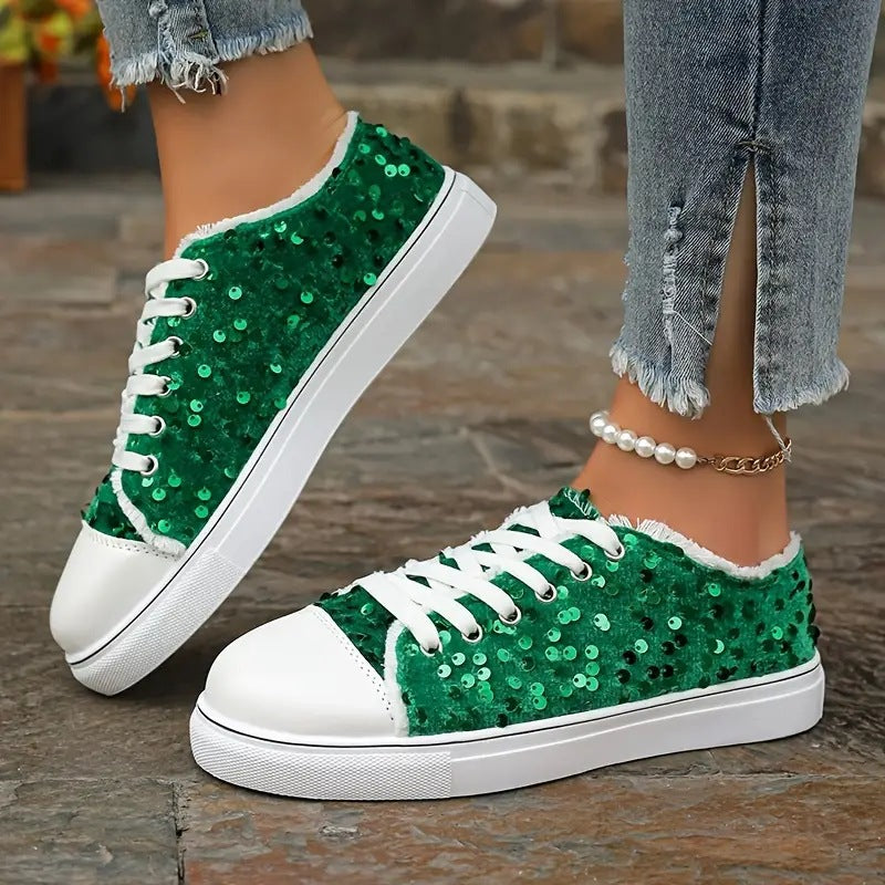 Damen Trendige Sneakers mit funkelnden Pailletten und komfortabler Sohle R&B