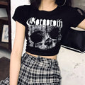 Damen Crop-T-Shirt mit einzigartigem Totenkopf-Design R&B