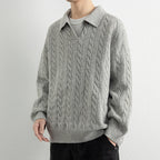 Herren Strickpullover mit Nautical Cable-Muster und klassischem Kragen R&B